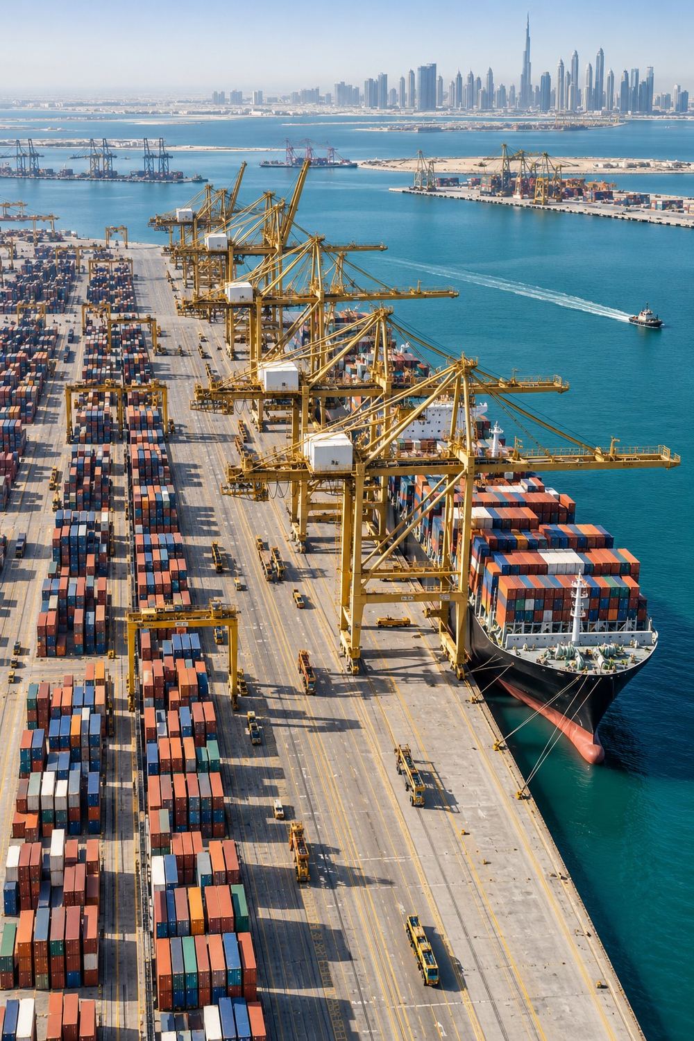 Paper reels and recovered paper bales at a port